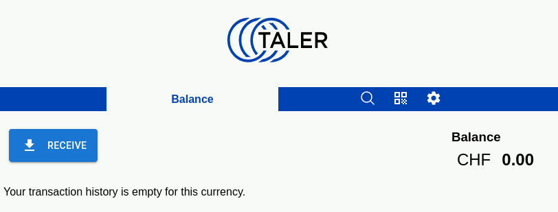 Le menu de l'extension web Taler