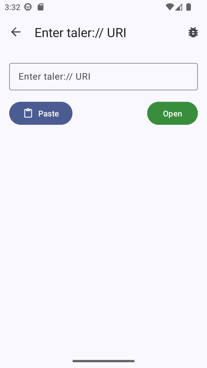 Wallet-App, die ein Taler://-URI anfordert
